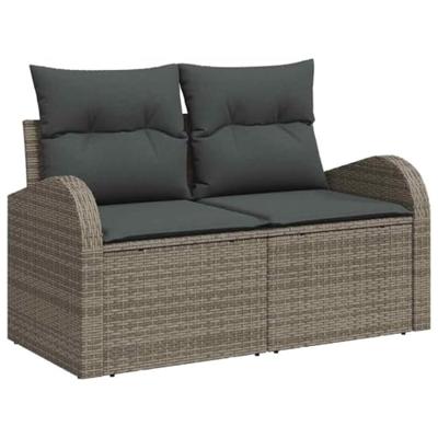 Tuinbankenset met kussen 6 pcs Grijs poly rattan