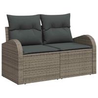 Tuinbankenset met kussen 6 pcs Grijs poly rattan - thumbnail