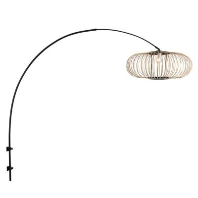 Steinhauer Zwarte wandlampSparkled Light met bamboe kap Ø60cm - 4408ZW