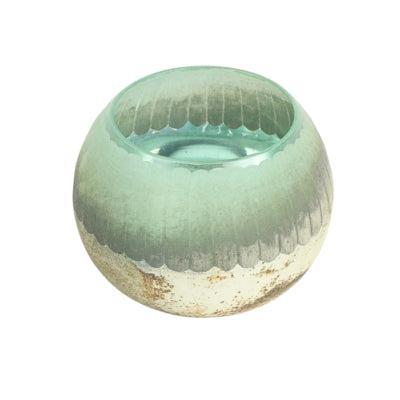 Countryfield theelichthouder katica glas groen/antiek zilverkleurig m 10 cm | 12 stuks