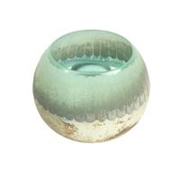 Countryfield theelichthouder katica glas groen/antiek zilverkleurig m 10 cm | 12 stuks - thumbnail