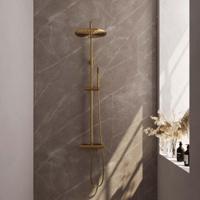 Regendoucheset Opbouw Brauer Gold Edition 30 cm Thermostatisch met Staaf Handdouche Geborsteld Goud Brauer - thumbnail