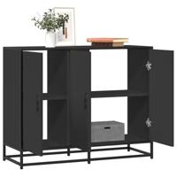 Dressoir 94x35x76 cm bewerkt hout zwart - thumbnail