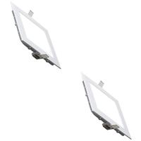 LED Downlight Slim 2 Pack - Inbouw Vierkant 3W - Helder/Koud Wit 6400K - Mat Wit Aluminium - 89mm - thumbnail