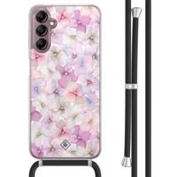 Samsung Galaxy A14 hoesje met koord - Floral hortensia - thumbnail