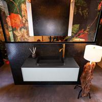 Badkamermeubelset Mondiaz Erin 100 cm met 1 Lade met RIDGE Wastafel Midden Urban met 1 kraangat Greeploos Mat Clay - thumbnail