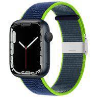 Nylon bandje met klemsluiting - Donkerblauw met groen - Geschikt voor Apple Watch 38mm / 40mm / 41mm / 42mm - thumbnail