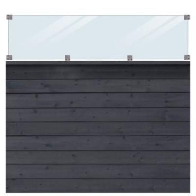 Zwart Houten Stapelrabat Schutting Met Glas Klink 174 x 163 CM Zwart Houten Stapelrabat Schutting Met Glas Klink 174 x 163 CM