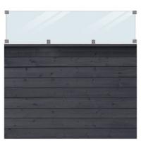 Zwart Houten Stapelrabat Schutting Met Glas Klink 174 x 163 CM - thumbnail