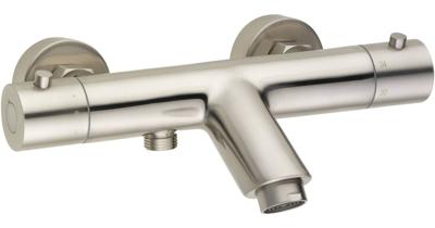 Saqu Essential thermostatische badkraan geborsteld staal