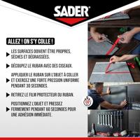 Extra sterke dubbelzijdige tape - SADER - Bevestigen zonder boren - Extreem - Geschikt voor binnengebruik - Draagvermogen tot 10 kg - Wit - 2 m x 19 mm - thumbnail