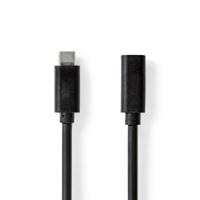 Nedis CCGL64010BK10 Usb-kabel Usb 3.2 Gen 1 Usb-c™ Male Usb-c™ Female 60 W 4k@60hz 5 Gbps Vernikkeld 1.00 M Rond Pvc Zwart Label - thumbnail