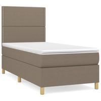 Boxspring met matras stof taupe 90x190 cm - thumbnail