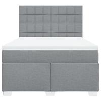 Boxspring met matras stof lichtgrijs 140x190 cm - thumbnail
