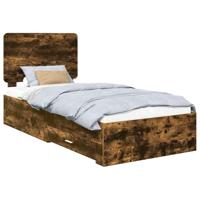 Bedframe met hoofdeinde Gerookt eiken 75 x 190 cm Bewerkt hout - thumbnail