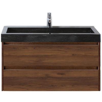 Dante Badmeubelset 100 cm - Walnoot - Wastafel Hardsteen Wit Lucca