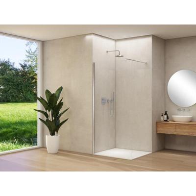 Van Rijn Products ST01 vaste wand - 138x200cm - helder glas - - dikte 8mm - stabilisatiestang - muurprofiel - Chroom ST01500140HECHM