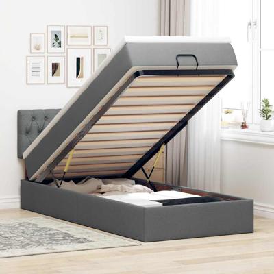 Ottoman bed met matras en LED's 90x190cm stof donkergrijs
