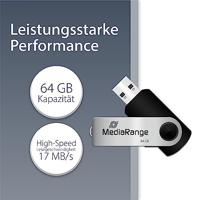 MediaRange 64GB USB 2.0 USB flash drive USB Type-A / Micro-USB Zwart, Zilver - thumbnail