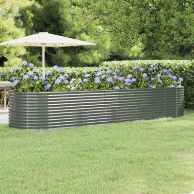 Plantenbak 396x100x68 cm gegalvaniseerd staal grijs