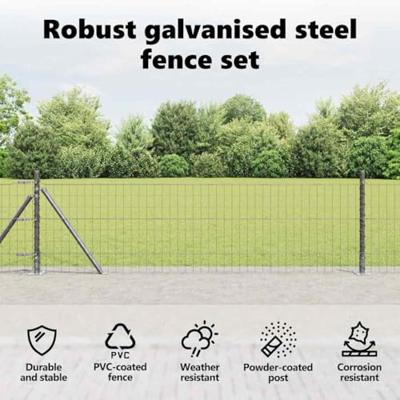VidaXL Hek met paal grijs 0,4 x 25 m staal en pvc