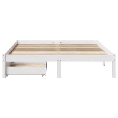 Bedframe zonder matras massief grenenhout wit 120x190 cm