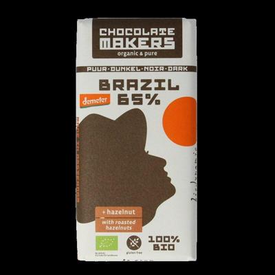 Chocolatemakers Brazil hazelnoot 65% puur demeter bio 80 Gram