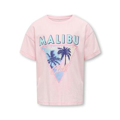 Kids ONLY zomer t-shirt S/S meisjes - loose fit, print - roze - Kogruth