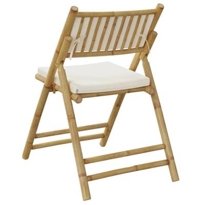 Bistrostoelen 2 st inklapbaar met kussens bamboe crmewit