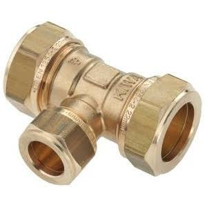 Bonfix knelkoppeling - T-stuk verlopend - 22mm x 28mm x 22mm - Messing