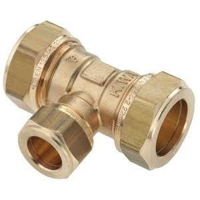 Bonfix knelkoppeling - T-stuk verlopend - 22mm x 28mm x 22mm - Messing - thumbnail