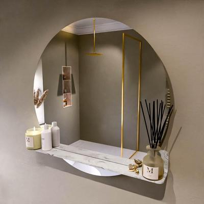 MONDIAZ SPOT spiegel rond 90cm met Spiegelplanchet kleur Glace.