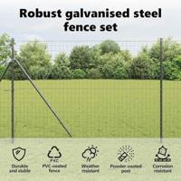 VidaXL Hek met paal grijs 1,5 x 10 m staal - thumbnail