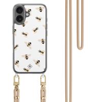 iPhone 16 hoesje met beige koord - Bee happy - thumbnail