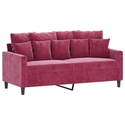 Tweezitsbank 140 cm fluweel wijnrood - thumbnail