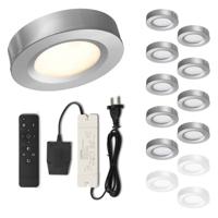 Set LED-opbouwspot met afstandsbediening Adria zilver 3W dimbaar IP44 1-12 stuks - thumbnail
