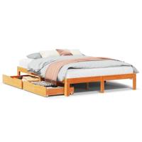 Bedframe met lades massief grenenhout wasbruin 120x190 cm - thumbnail