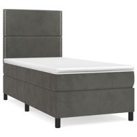 Boxspring met matras fluweel donkergrijs 120x190 cm - thumbnail