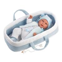 Babypop Mimo met lichtblauwe reiswieg - 42 cm - thumbnail