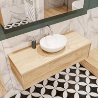 Mondiaz Lush Barco badmeubel Washed oak 120 cm 1 lade mdf 1 waskom midden 1 kraangat - thumbnail
