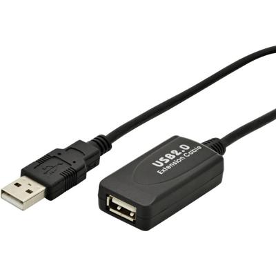 Digitus USB-kabel USB 2.0 USB-A stekker, USB-A bus 5.00 m Zwart Actief met signaalversterking DA-70130-4 Digitus USB-kabel USB 2.0 USB-A stekker, USB-A bus 5.00 m Zwart Actief met signaalversterking DA-70130-4