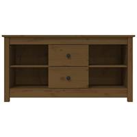 Tv-meubel 103x36,5x52 cm massief grenenhout honingbruin - thumbnail
