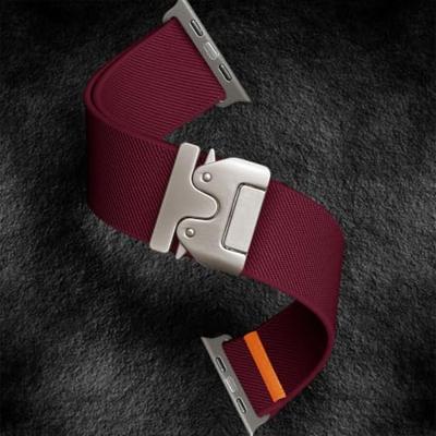 By Qubix - Nylon bandje met Parachute sluiting - Bordeaux - Compatible met Apple Watch 38mm / 40mm / 41mm / 42mm - Compatible Apple watch bandjes
