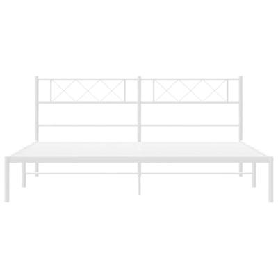 Bedframe met hoofdbord metaal wit 160x200 cm