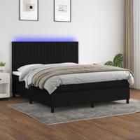 Boxspring met matras en LED stof zwart 180x200 cm - thumbnail