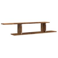 Tv-wandschap 125x18x23 cm bewerkt hout oud houtkleurig - thumbnail