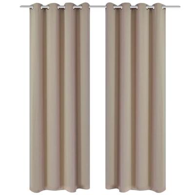 Blackout Gordijnen met metalen ringen 135 x 245 cm 2 stuks (creme)