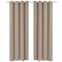 Blackout Gordijnen met metalen ringen 135 x 245 cm 2 stuks (creme) - thumbnail
