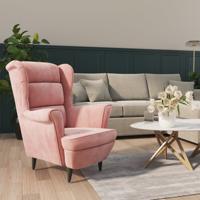 Fauteuil fluweel roze - thumbnail