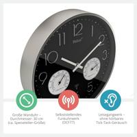 Mebus 12988 Wandklok Zendergestuurd 30 cm x 30 cm x 30 cm x 4.5 cm Zilver - thumbnail